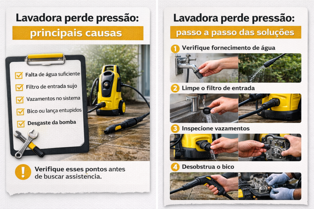 Lavadora de alta pressão com baixa força no jato de água