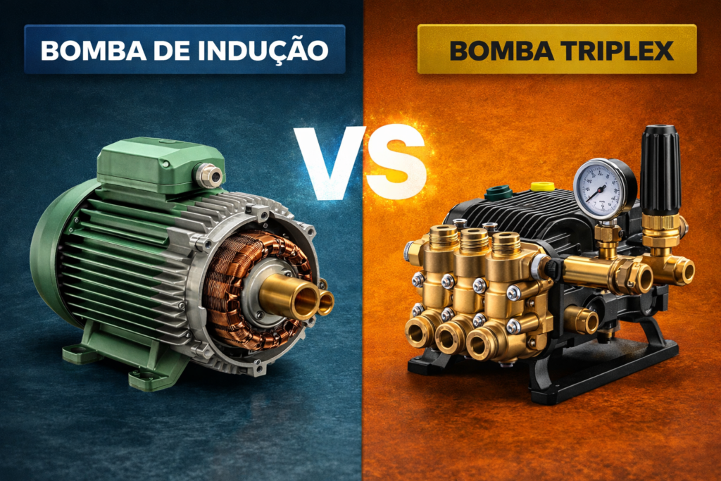 diferença bomba axial e bomba triplex lavadora alta pressão manutenção